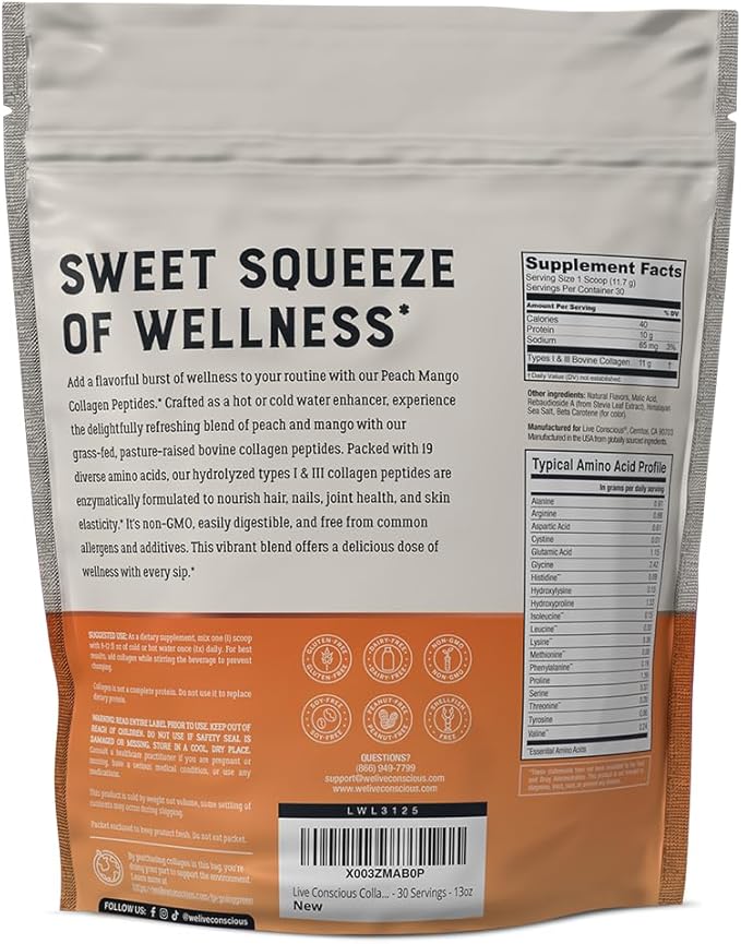 Live Conscious Collagen Peptides Powder (2-Pack)