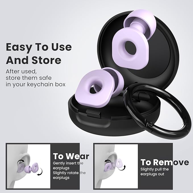 2 Pairs of Earplugs for Sleeping,Reusable 8 Pairs 25dB-30dB