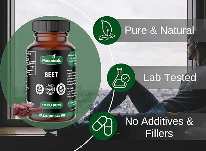 Beet Premium 320 Capsules Nitric Oxide Booster 900 mg 100% Pure