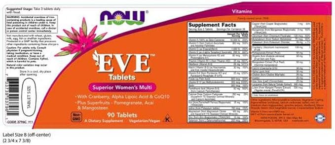 NOW Supplements, Eve™ Women's Multivitamin CoQ10, Plus 90 Tablets 2)