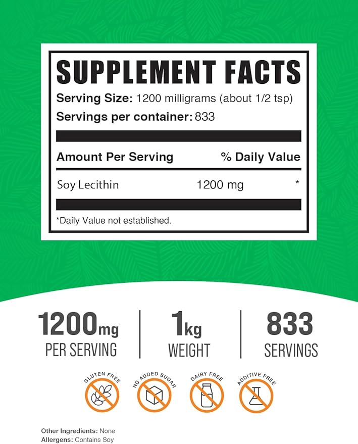 BulkSupplements.com Soy Lecithin Powder 1200mg Powder 1200mg per 1kg (2.2 (2.2 lbs) 1)