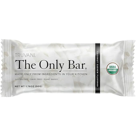 Truvani Plant Based Snack Bars | Coconut Cashew 1 Pack | 5g Protein | USDA Organic and Vegan | The Only Bar | Dairy, Soy, and Gluten Free | Individually Wrapped