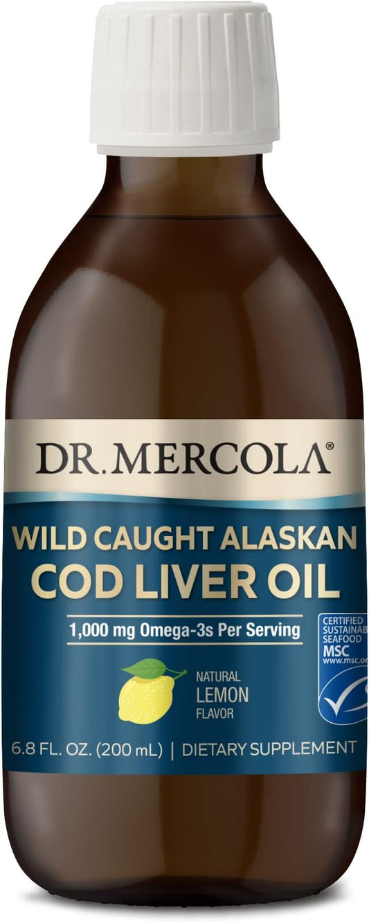 Dr. Mercola Wild Caught Alaskan Cod 6.8 Fl. (200 mL), 40 Servings, 1,000 mg Omega-3s Per