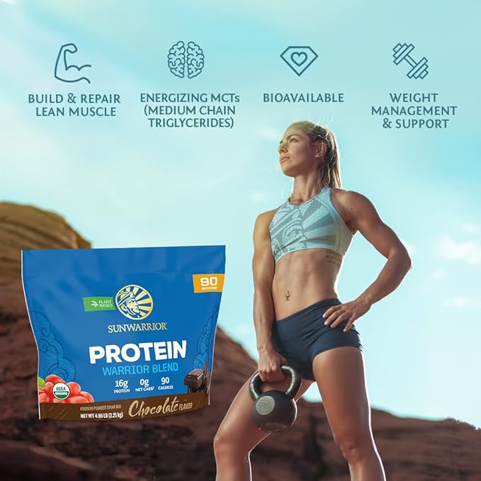 Sunwarrior Vegan Organic Protein Powder Plant-based 90 Servings
