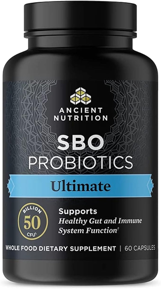 Probiotics by Ancient Nutrition, SBO Probiotics 50 Billion 60 Capsules