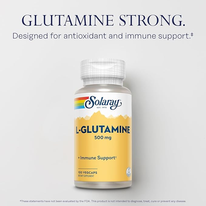 Solaray L Glutamine Capsules 500 mg 60-Day Money-Back 100 Servings, 100 VegCaps