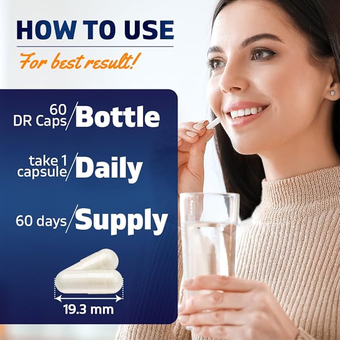 Vitamatic Lactobacillus Salivarius 2 Billion per DR Capsule - 60 Count - Digestive Support - Made with Prebiotic Inulin Fiber (3 Bottles)