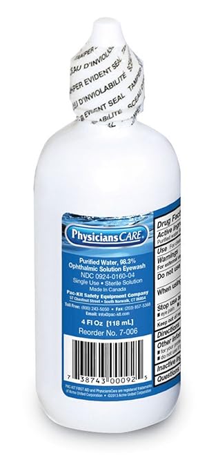 PhysiciansCare Eye Wash Solution, Sterile Isotonic 4-oz Bottle (48 Pack)