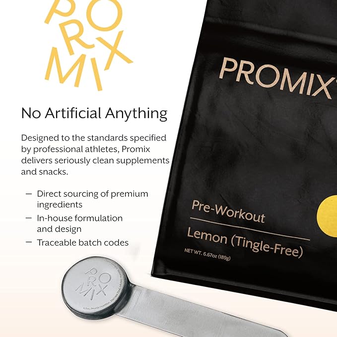 Promix Pre-Workout Powder, Tingle-Free Lemon B12, Caffeine,