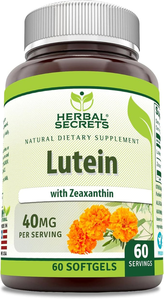 Herbal Secrets Lutein with Zeaxanthin Supplement 40 Mg 60 Softgels