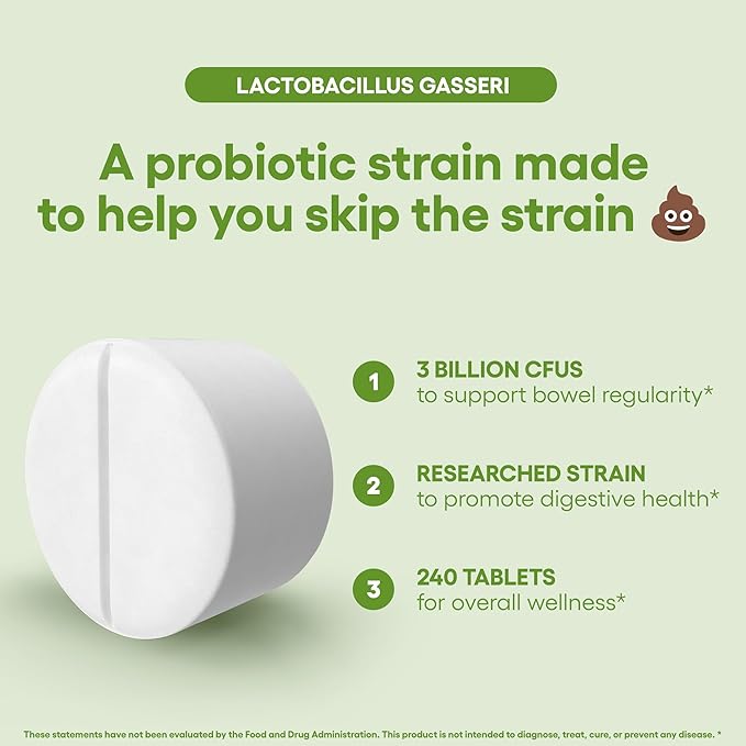 Lactobacillus Gasseri Probiotic Supplement 240 Tablets 3 Billion CFU Probiotics for Men & Women Supports Intestinal Digestive & Gut Health Made in The USA (240, Lactobacillus Gasseri)