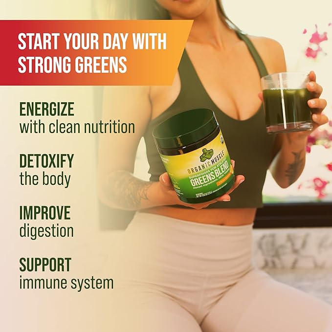Organic Muscle Superfood Greens Powder Drink Mix 30 Servings