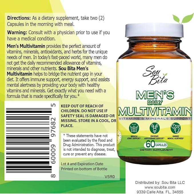 Mens Multivitamin - Daily Multi Vitamins B12, C,