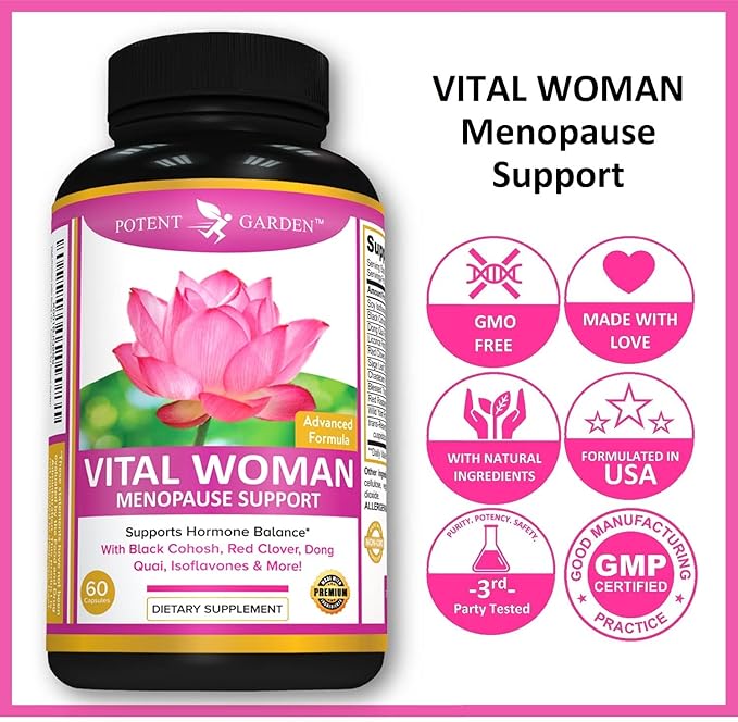Menopause Relief Supplement with Black Cohosh, 60 Capsules, 30 Servings