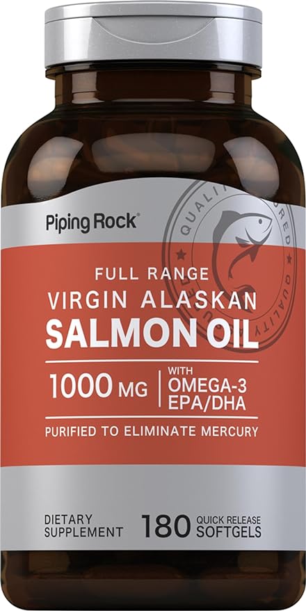 Piping Rock Salmon Oil Supplements 1000mg | 180 Softgels