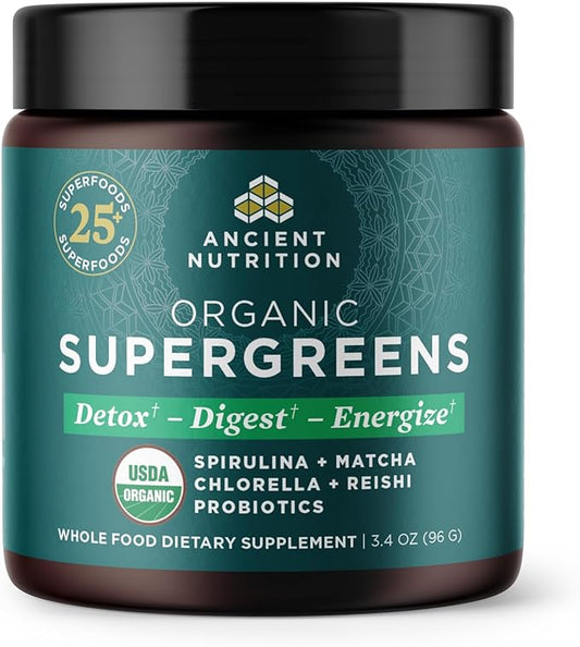 Ancient Nutrition Organic SuperGreens Powder 12 Servings, 3.4oz