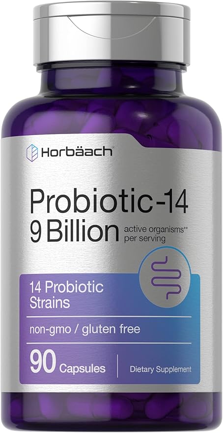 Horbäach Probiotics for Women & Men 9 Billion 90 Capsules 14 Strains