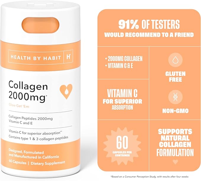 Health by Habit Collagen Supplement 2 (120 Capsules) 2000mg, Collagen (2 Pack)