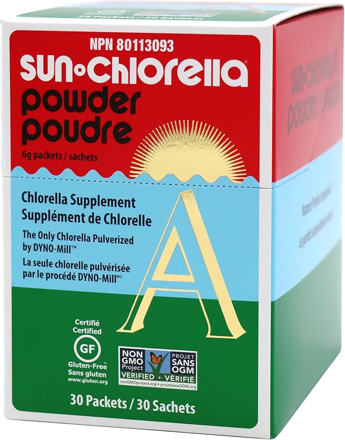 Sun Chlorella Powder Green Algae Superfood Supplement Supports Whole Body Wellness Immune Defense, Gut Health & Natural Energy Boost - Chlorophyll, B12, Protein, Non-GMO - 30 Packets