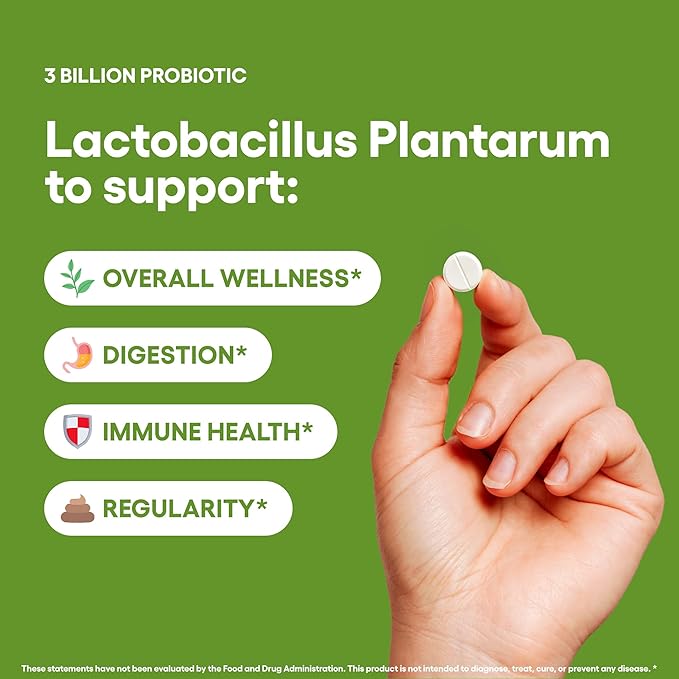 Lactobacillus Plantarum Probiotic Supplement 240 Tablets 3 Billion CFU Probiotics for Men & Women Supports Intestinal Digestive & Gut Health Made in The USA (240, Lactobacillus Plantarum)