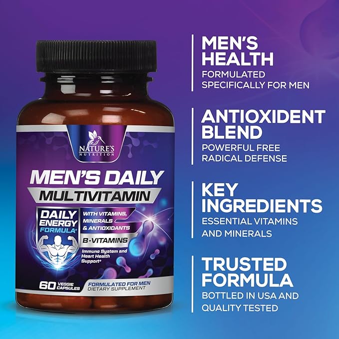 Premium Multivitamin for Men B12, Zinc, 60 Multivitamin