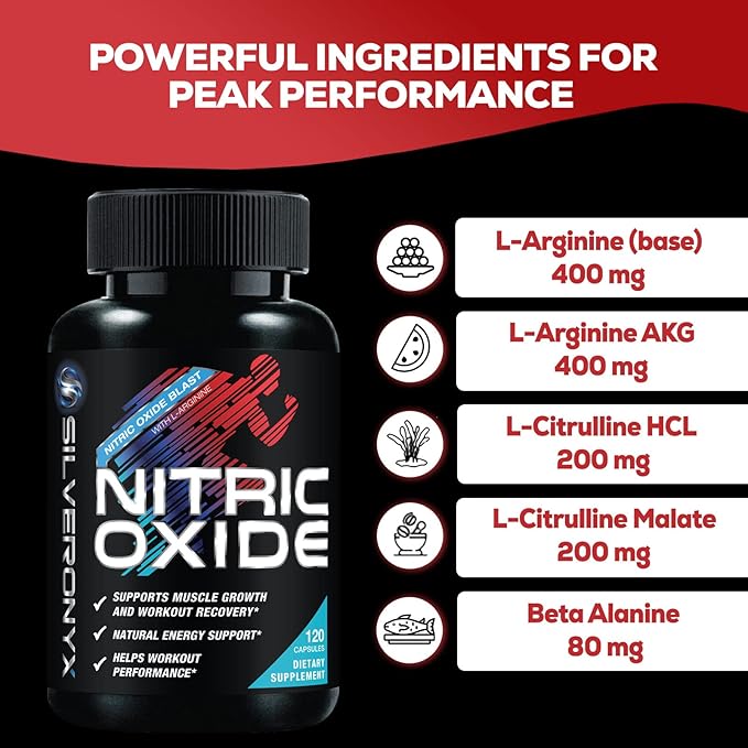 Extra Strength Nitric Oxide Supplement L 3X Strength 120 Capsules