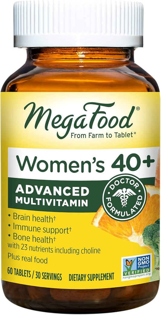 MegaFood Women's 40+ Advanced Multivitamin for Women D3, Vitamin K2 & 60 Tabs (30 servings)