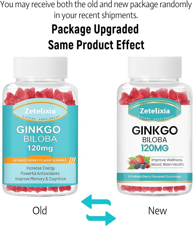 2 Pack Ginkgo Biloba Gummies 120mg 120 Count