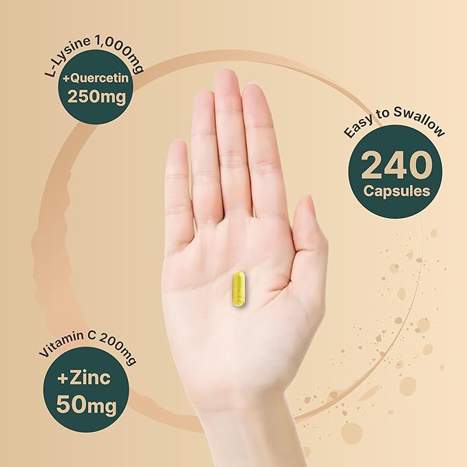 NatureBell L-Lysine 1,000mg Capsules + Quercetin 250mg with 240 Count