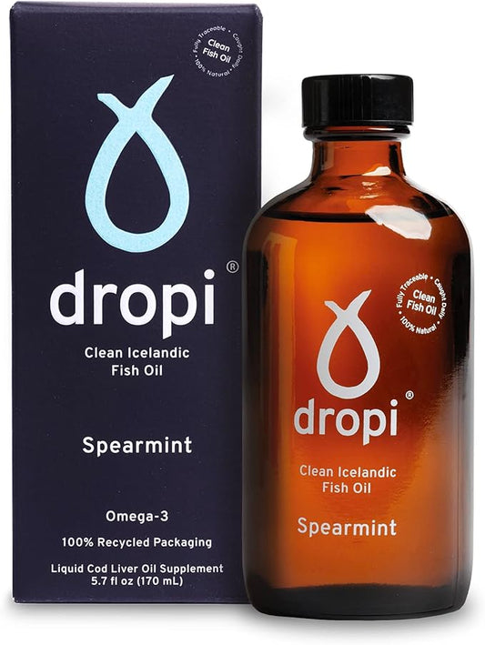 Dropi Omega 3 Fish Oil Liquid, Spearmint Omega-3s EPA, 5.7 Fl