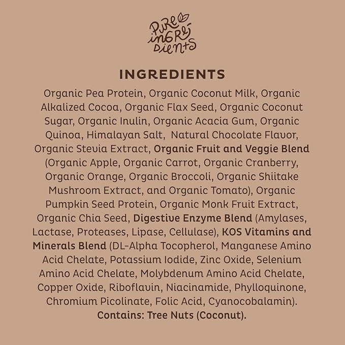 KOS Vegan Protein Powder Erythritol Free, Chocolate 28 Servings