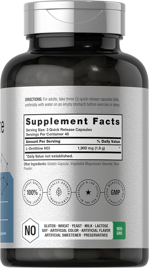 Horbäach L Ornithine HCl 1900mg | 120 Capsules