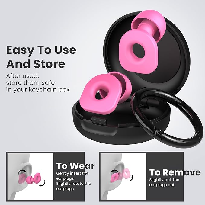 2 Pairs of Earplugs for Sleeping,Reusable 8 Pairs 25dB-30dB