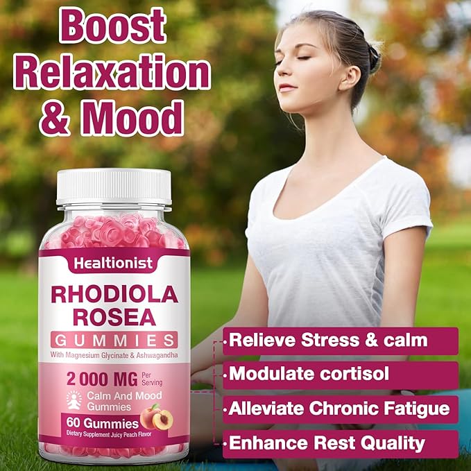 2 Packs Sugar-Free Rhodiola Rosea Gummies 120 Vegan