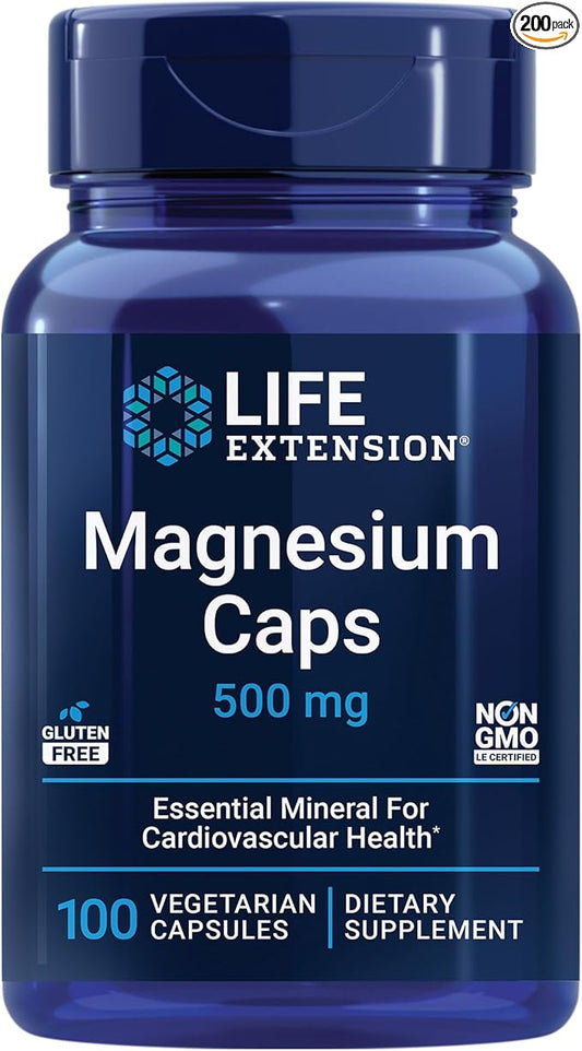 Life Extension L-Glutamine 500mg and Magnesium 500mg Capsules 200 Vegetarian