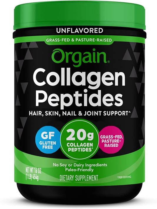 Orgain Hydrolyzed Collagen Peptides Powder 20g Grass 1lb