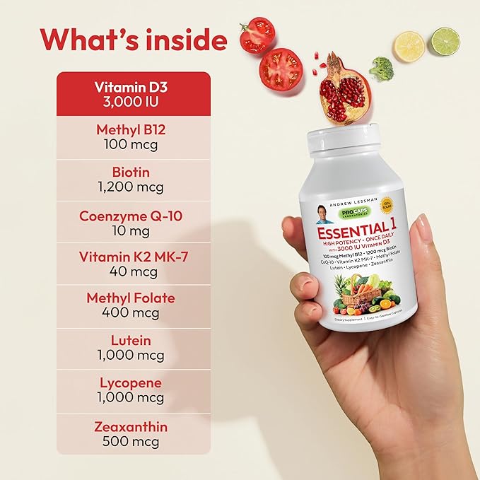 ANDREW LESSMAN Essential-1 Multivitamin 3000 IU D3 180 180 Small 100 mcg B12. CoQ10 CoQ10 Lutein
