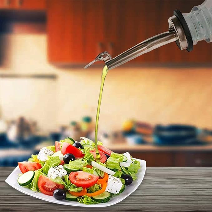 20 Pcs Oil Spout Liquor Bottle Pourer Spouts Stainless Steel Speed Pour Spouts Olive Oil Dispenser Spout with Flip Top for About 3/4" Bottle Mouth