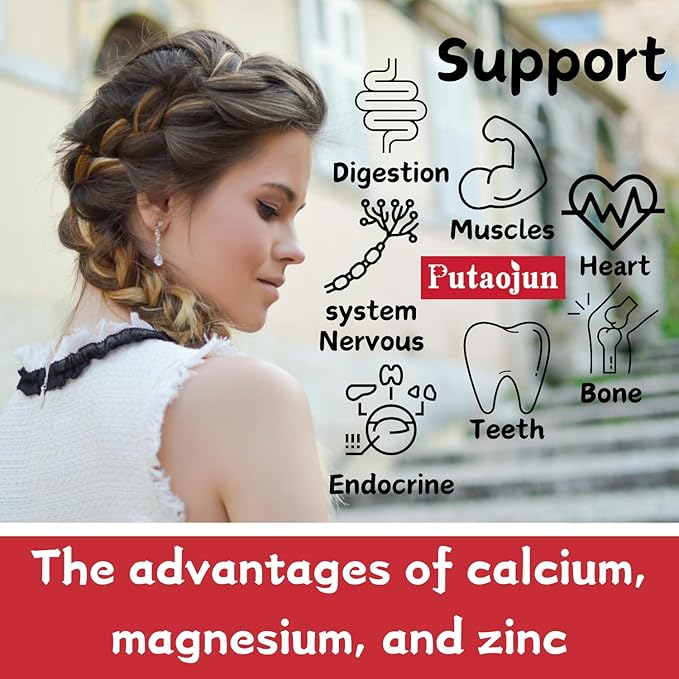 2 Pack Calcium Magnesium Zinc Gummies D3 Supplement, 120 Count