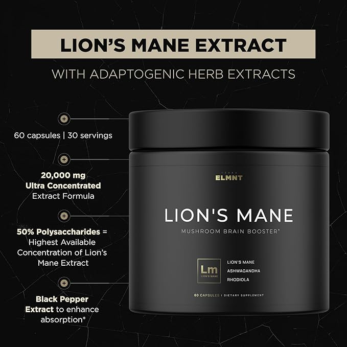 20,000mg 16x Strength Lions Mane Supplement 50% Polysaccharides