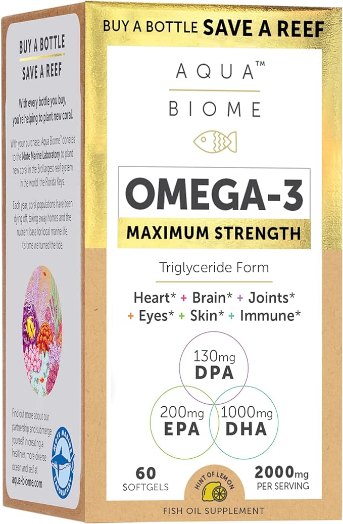 Aqua Biome by Enzymedica, Maximum Strength 3 Fish 60 Softgels