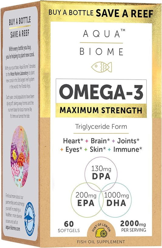 Aqua Biome by Enzymedica, Maximum Strength 3 Fish 60 Softgels