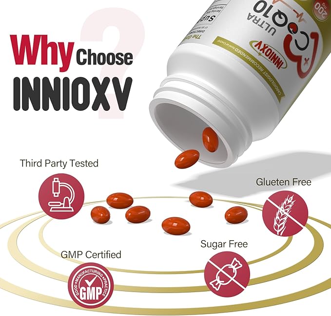 CoQ10 200mg Softgels for Heart Health, CoQ10 Nutritional 60 Softgels