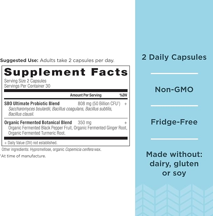 Probiotics by Ancient Nutrition, SBO Probiotics 50 Billion 60 Capsules