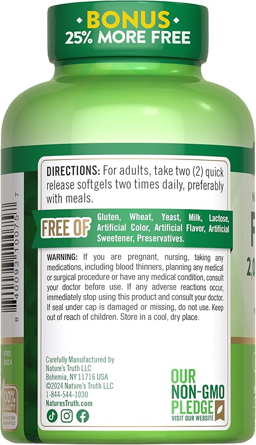 Nature's Truth Omega 3 Fish Oil 2000 mg 125 Liquid