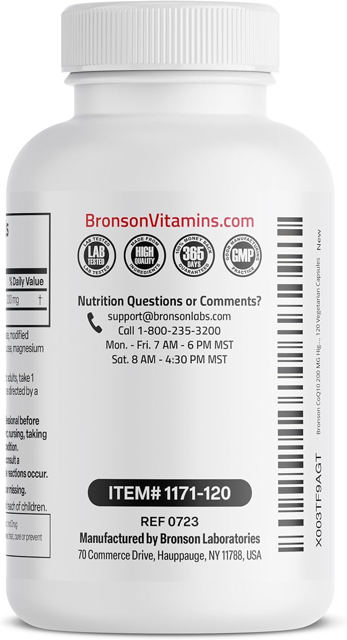 Bronson CoQ10 200 MG High Potency 120 Vegetarian