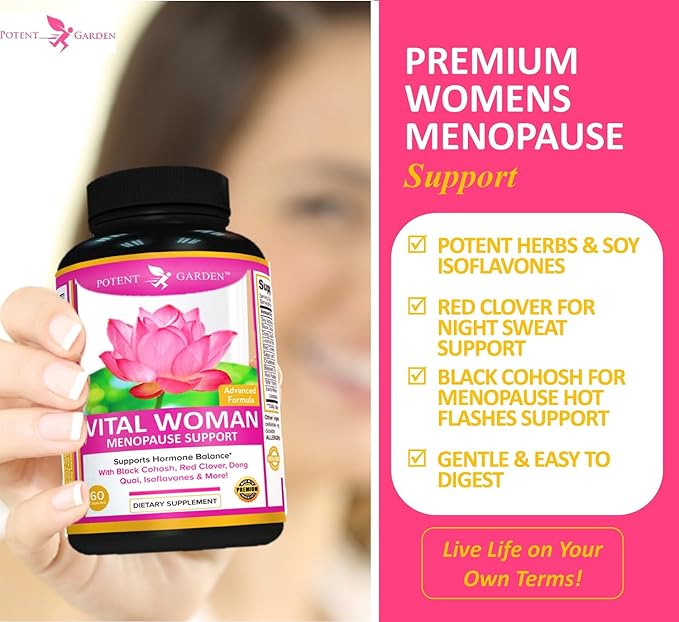 Menopause Relief Supplement with Black Cohosh, 60 Capsules, 30 Servings