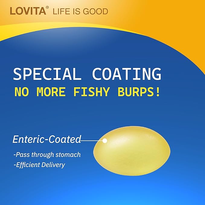 Lovita rTG 90 Mini Fish Oil, 2000mg Daily| 90% Omega-3 Omega-3 | 120 Enteric-Coated 3)