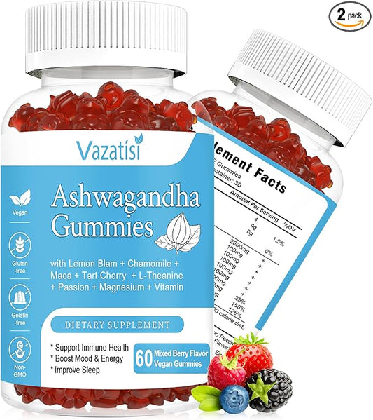 2 Pack Ashwagandha Gummies for Women 2500mg Organic 120 Count