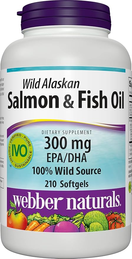 Webber Naturals Fish Oil 1,000 mg 300 mg Omega-3 Per 210 Softgels,